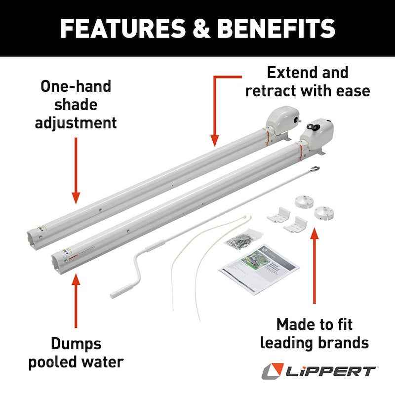 Lippert Components 434728 Solera 69" Manual Awning Arm Set, White, 2-Position Pitch – image 2
