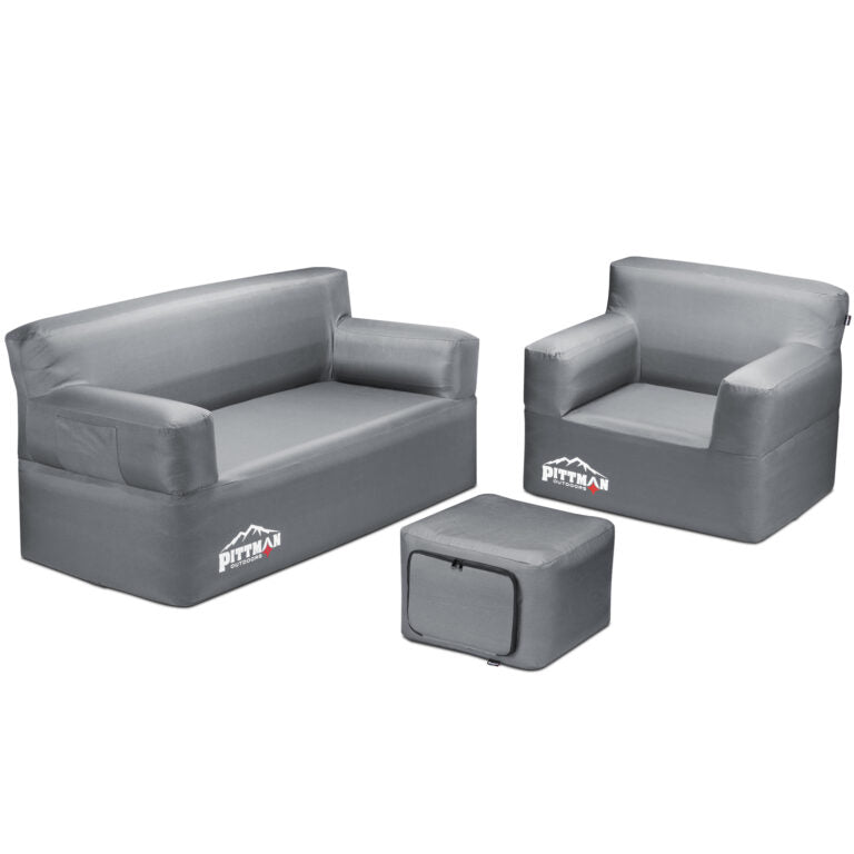 AirBedz PPIAIRFSET Inflatable Chair, Couch & Ottoman, Gray - image 1