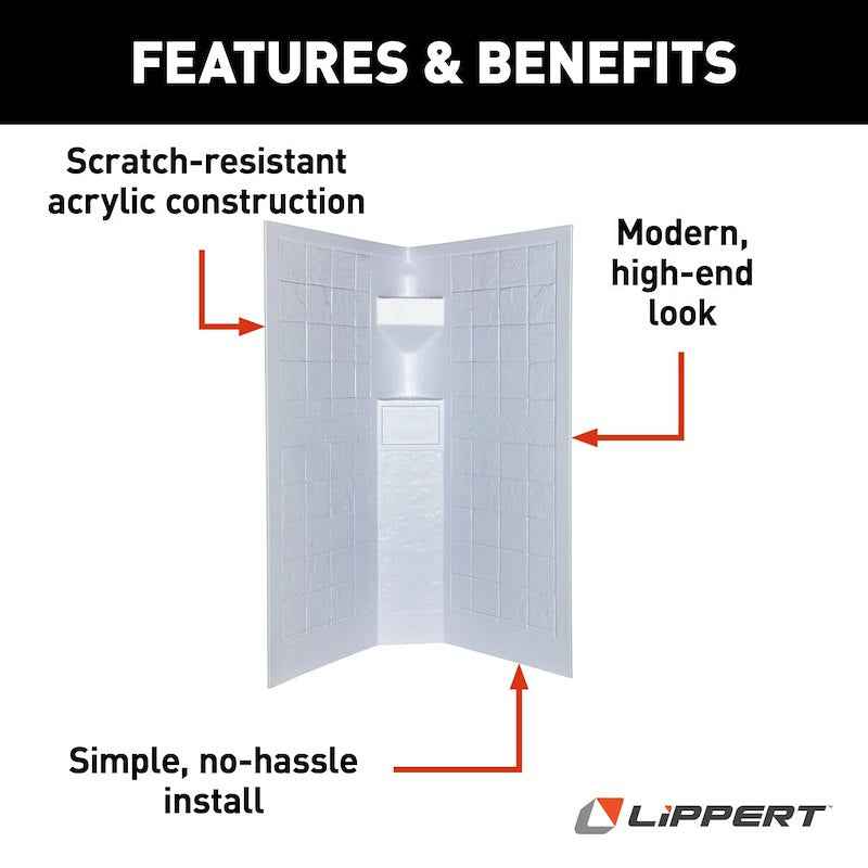 Lippert Components 306205 Lippert Better Bath 34" x 34" Neo Angle RV Shower Surround – image 2