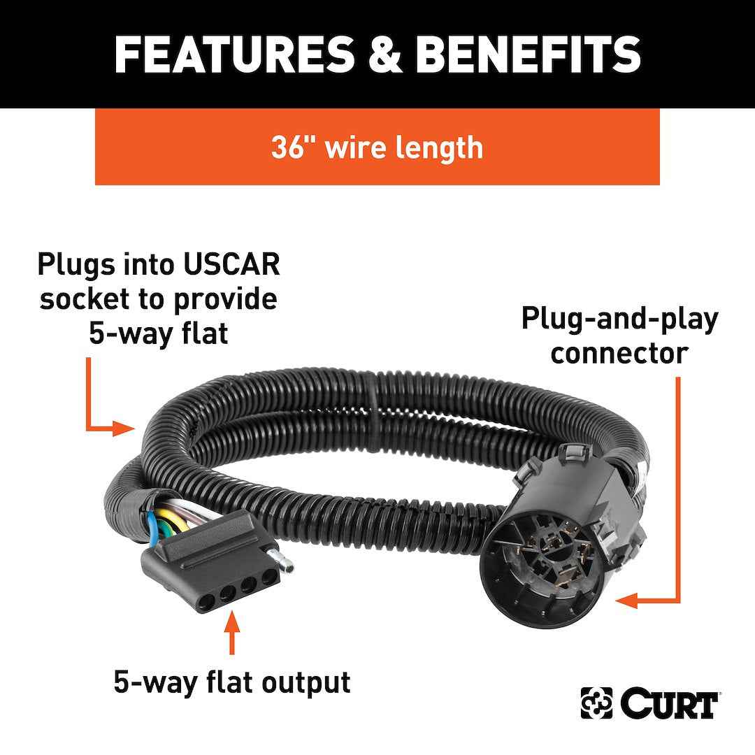 CURT 56515 OEM-Socket 5-Way Flat Trailer Harness