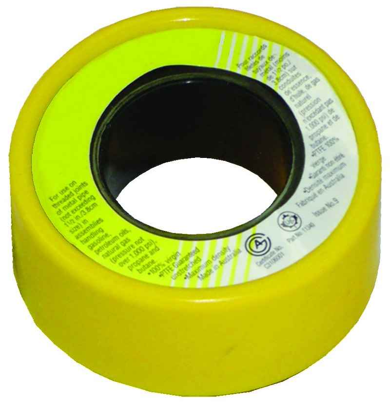 JR Products 07-30025 Yellow Gas PTFE Thread Seal Tape, 1/2" x 236", UL/ULC – image 1