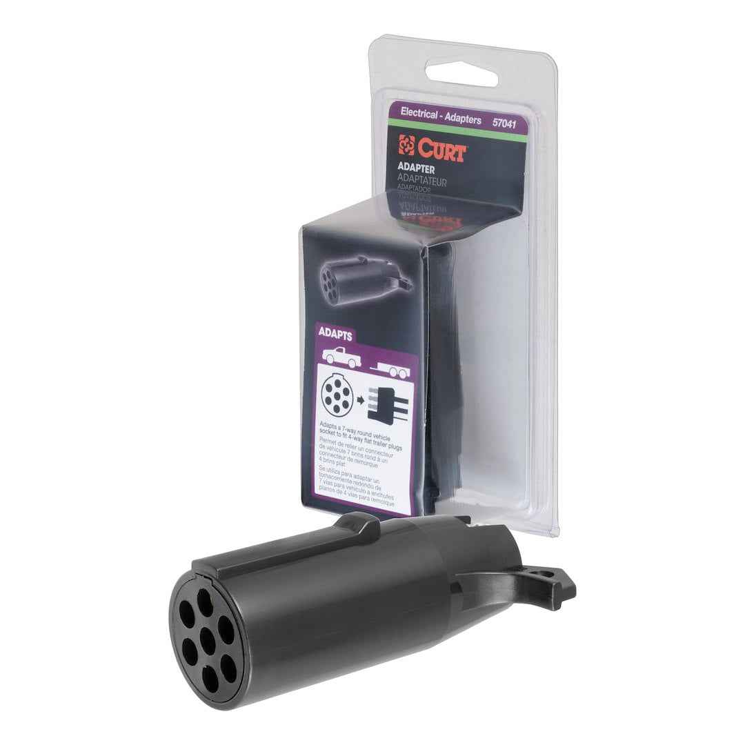 CURT 57041 Black 7-Round to 4-Flat Wiring Adapter