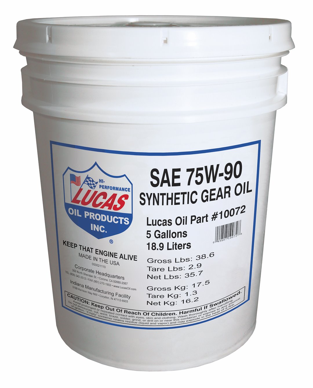 Lucas Oil 10072 SAE 75W-90 Synthetic Gear Lubricant