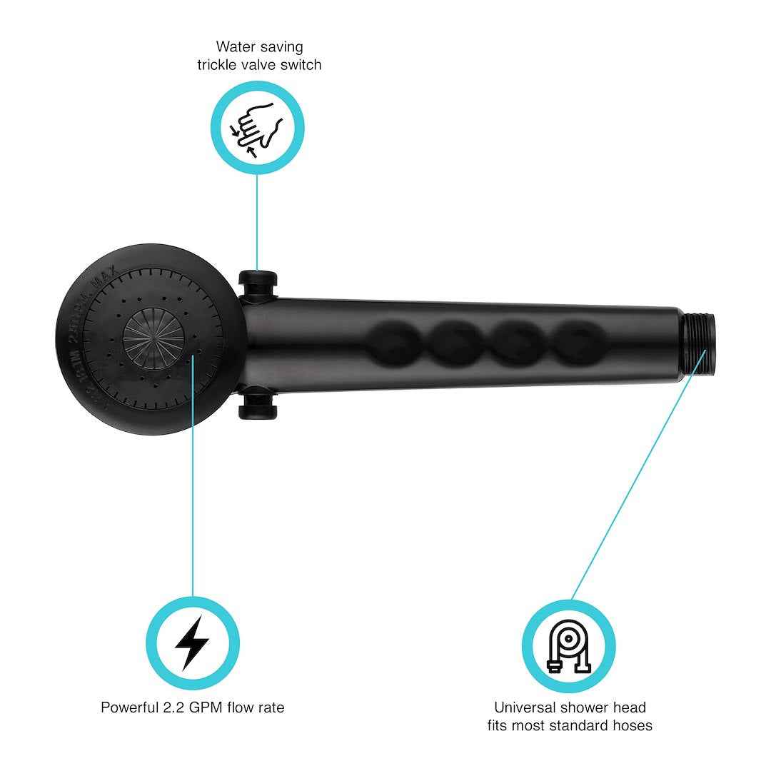 Dura Faucet DFSA135BK Black Handheld Shower Wand with Trickle Switch