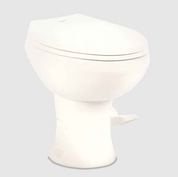 Dometic 9610008281 White Porcelain Pedal-Flush Toilet, 18-Inch Seat