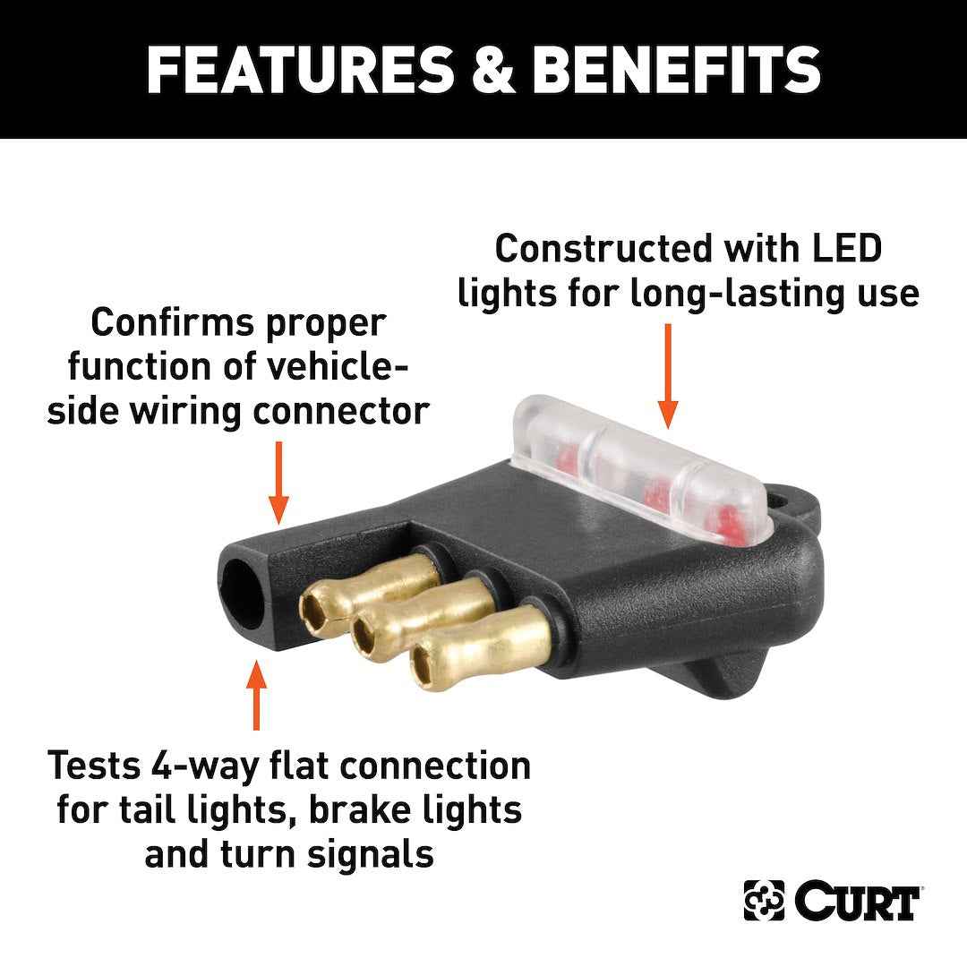 CURT 58260 Bulk-Pack 4-Way Flat LED Circuit Tester