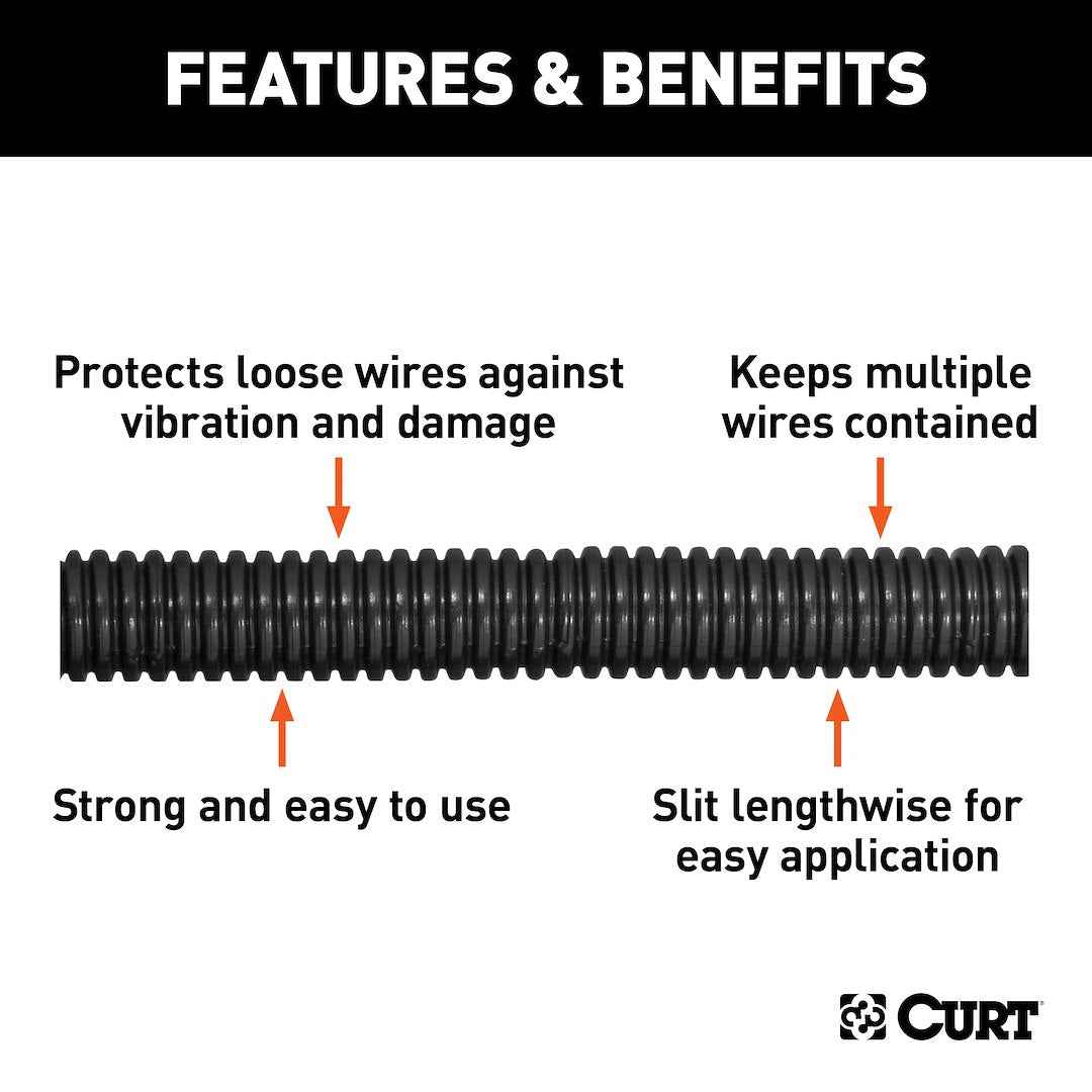 CURT 59827 Black 1/2-Inch Slit Loom, 25-ft Roll
