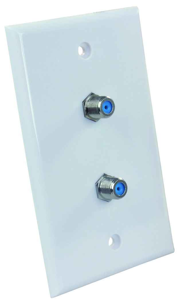 JR Products 47875 White Dual-Cable 3GHz HD/SAT/CATV Plate