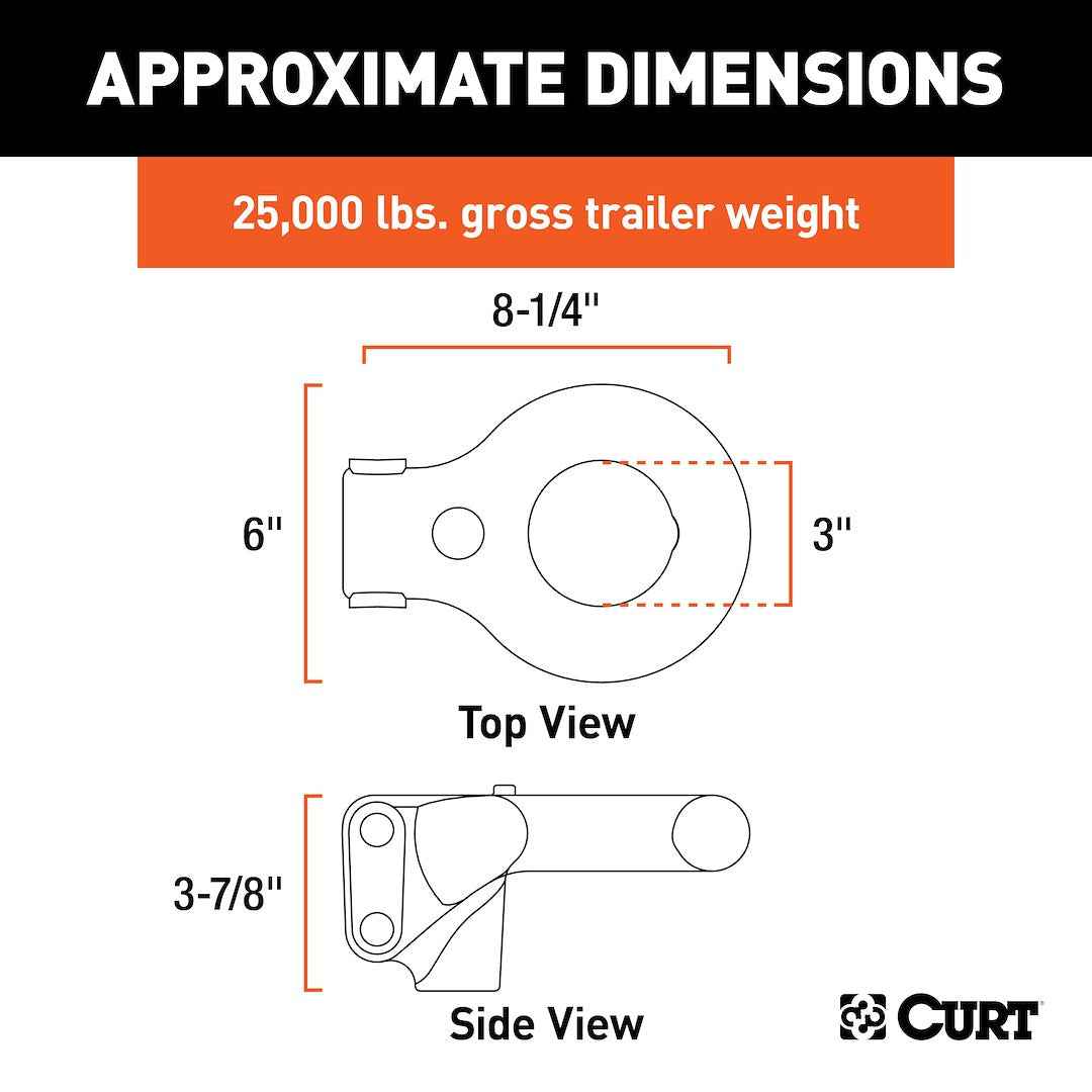 CURT Lunette Ring - 3 in, Channel Mount – 48625