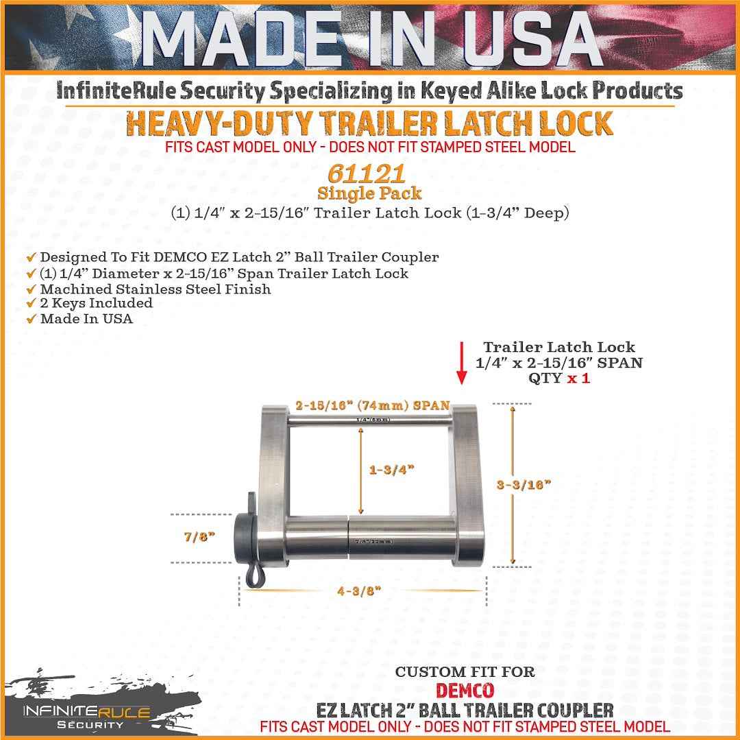 InfiniteRule 61636-BX Trailer Hitch Lock - Orange/ Silver