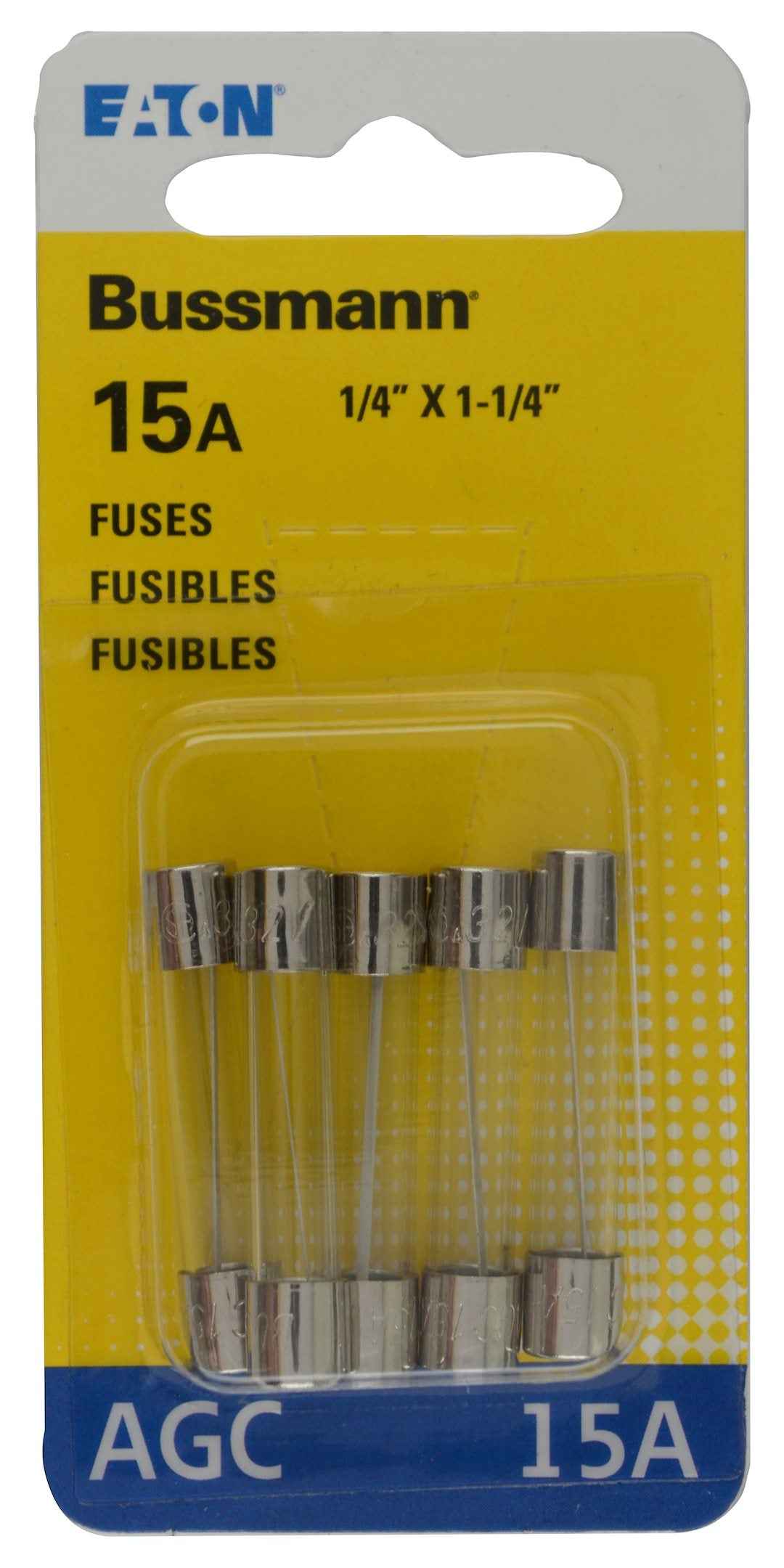 Bussman BPAGC15RP 15A AGC Glass-Tube Fuses