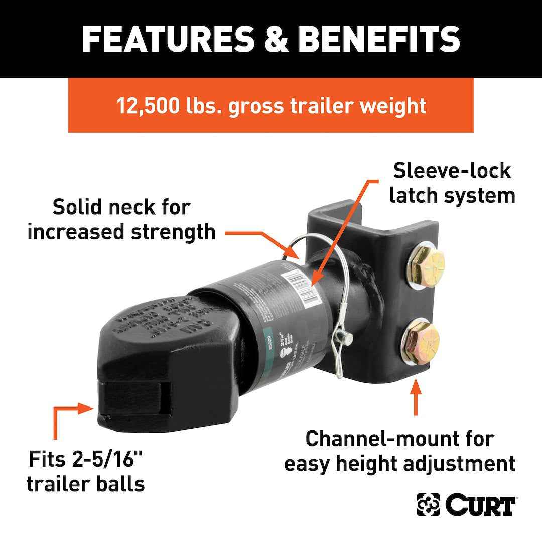 CURT 25329 Trailer Coupler - Channel-Mount