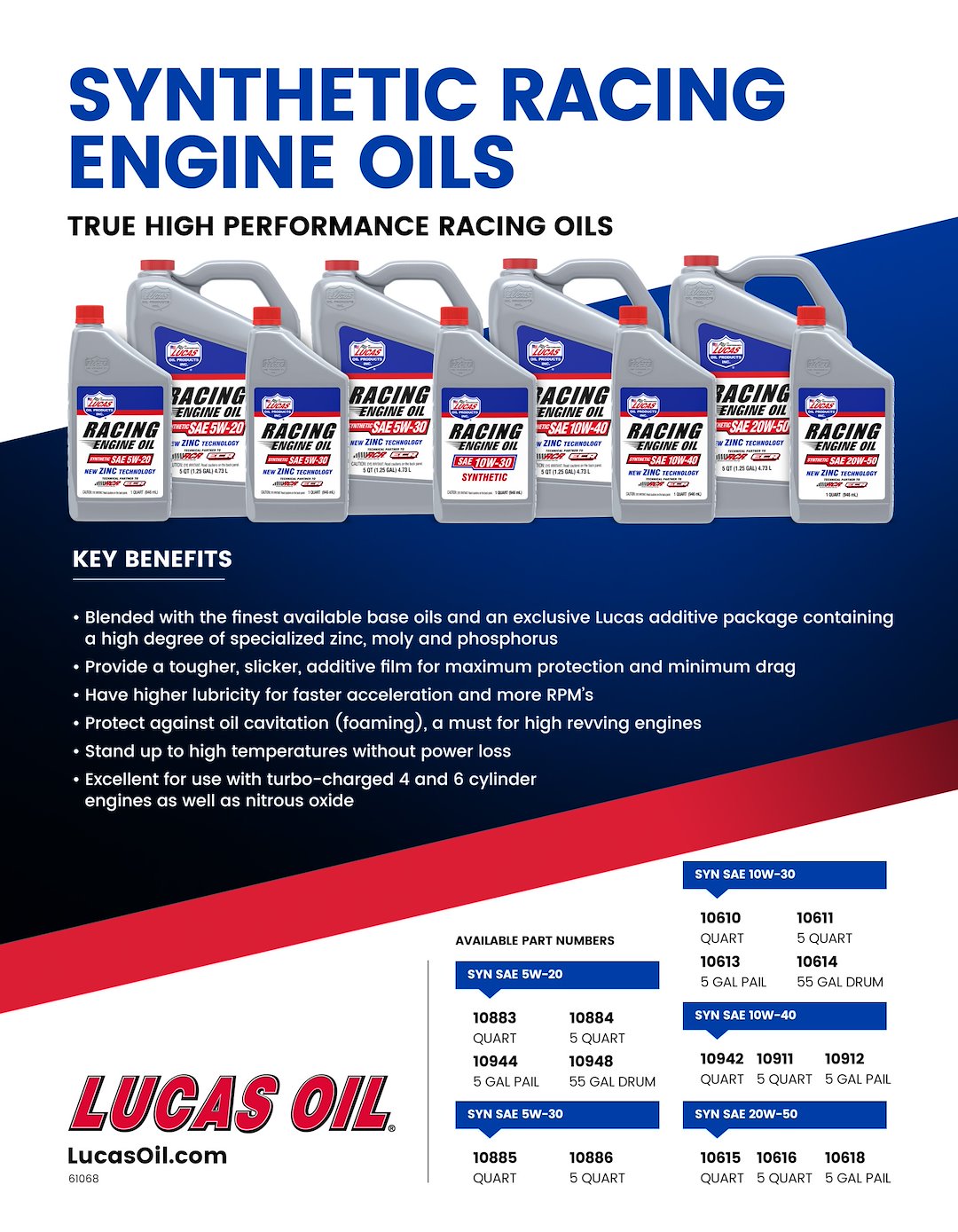 Lucas Oil 10621 Synthetic Four-Stroke Racing Oil