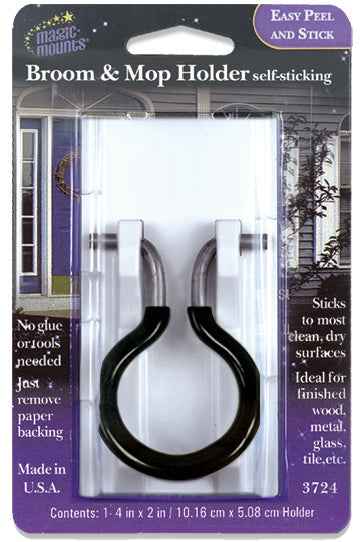 Magic Mounts 3724 White Self-Adhesive Single-Broom Holder