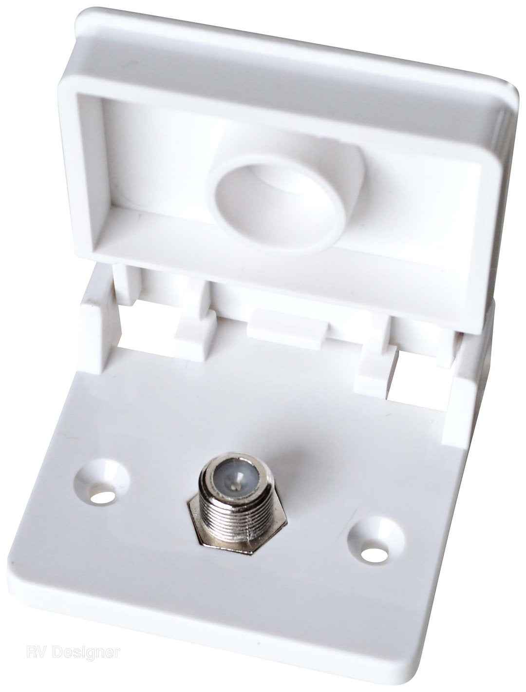RV Designer T111 White Weatherproof Single-TV-Cable Inlet Plate