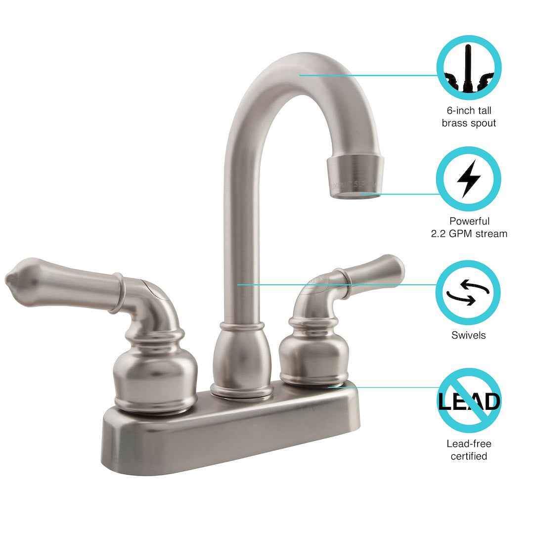 Dura Faucet High-Arc Lavatory Faucet - Satin Nickel – DF-PB150C-SN