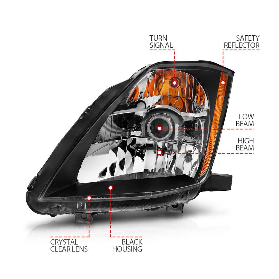 ANZO USA 121108 Nissan 350Z Black Crystal Headlight Pair - image 3