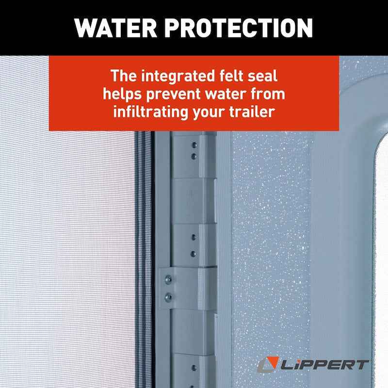 Lippert Components V000381469 26" x 70" Polar White Radius RV Door with Window and Screen – image 7