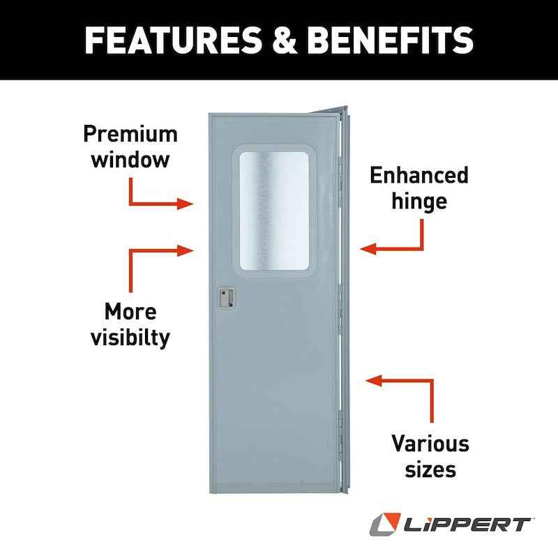Lippert Components V000149585 30" x 72" Polar White RV Entry Door with Window and Screen – image 5