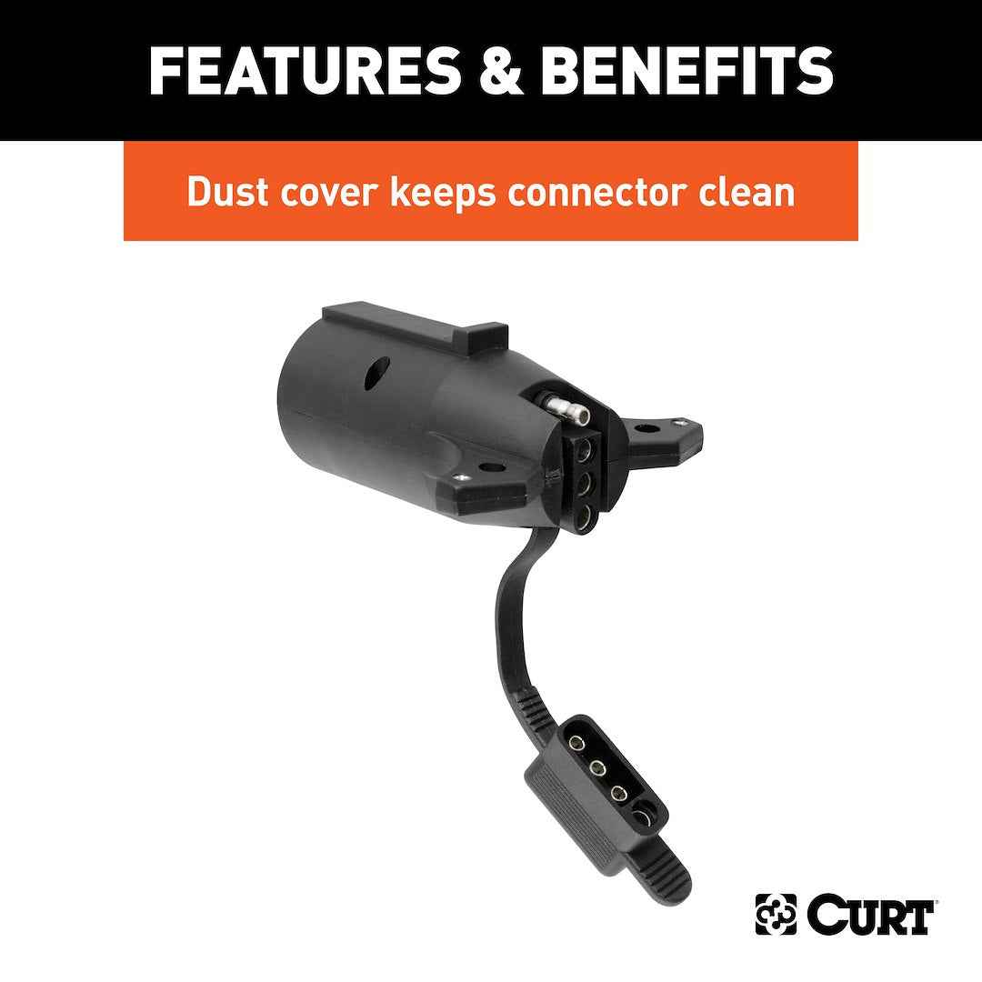 CURT 57245 7-Blade to 4-Flat Adapter with LED Tester
