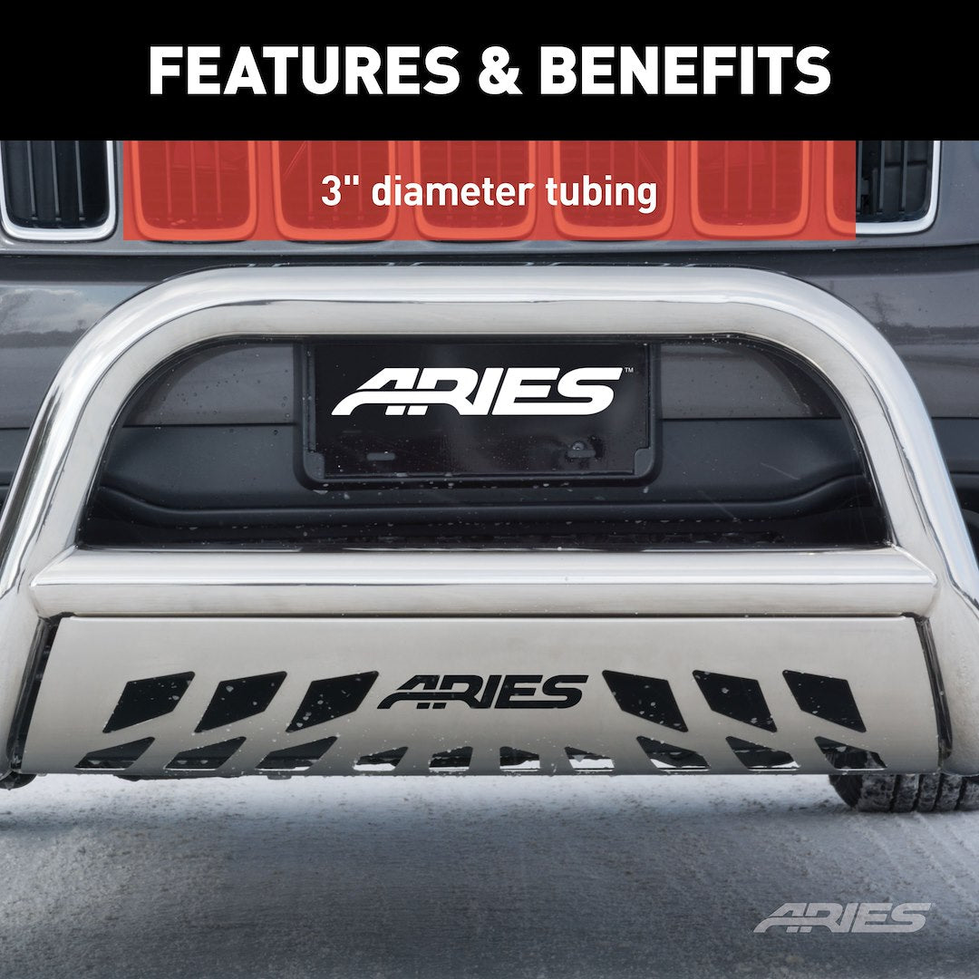 Aries 35-5006 Polished 3-Inch Bull Bar and Skid Plate - image 7