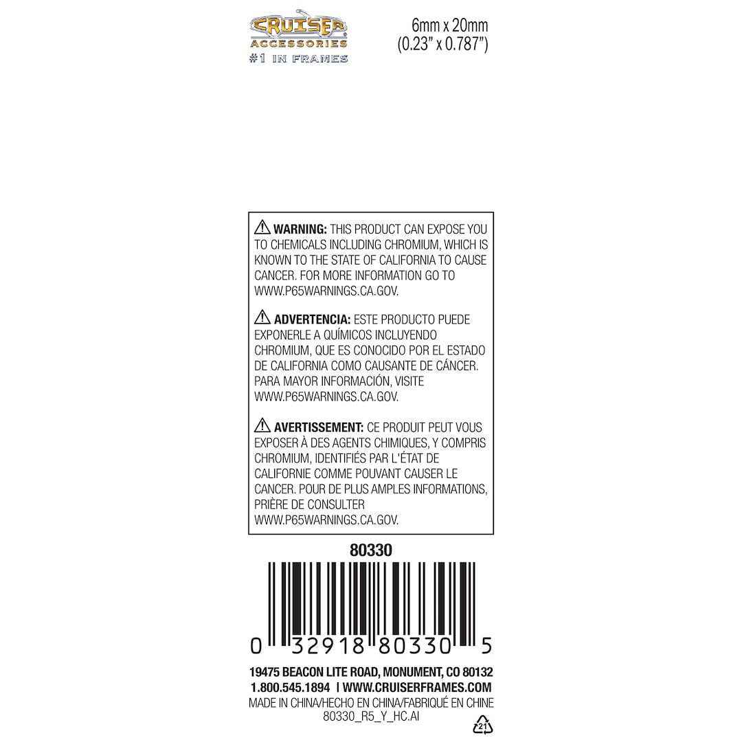 Cruiser 80330 Zinc-Plated 6-by-20-mm Metric Plate Fasteners