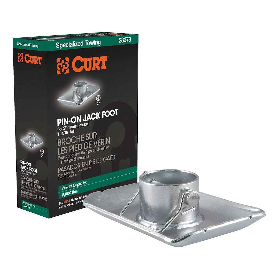 CURT 28273 2-Inch Tube Jack Foot with Safety Pin
