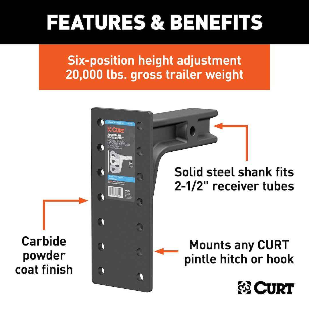 CURT Pintle Mount - 10-3/4 in Shank, 20000 lb – 48349