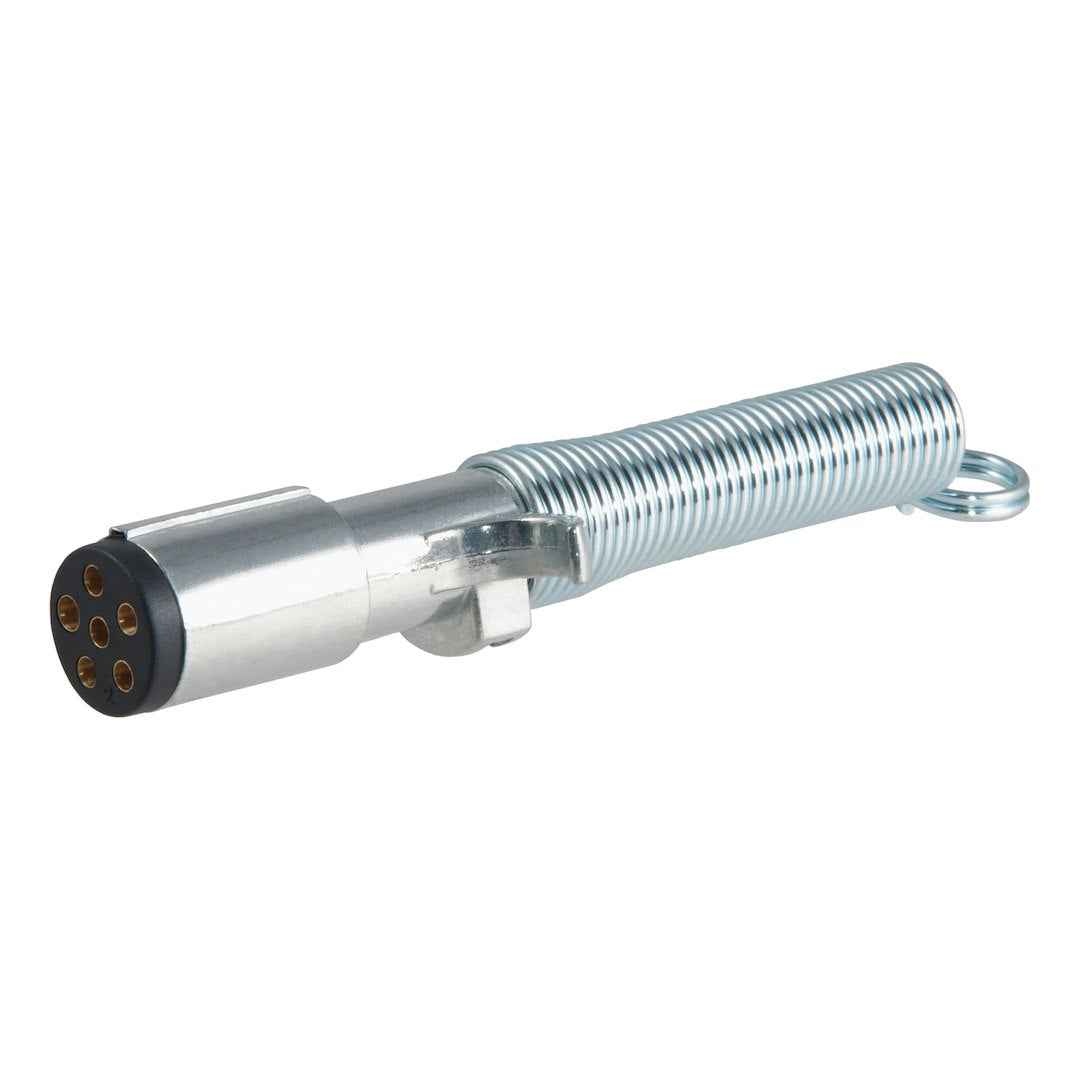 CURT 58082 6-Way Round Trailer Plug with Wire Spring