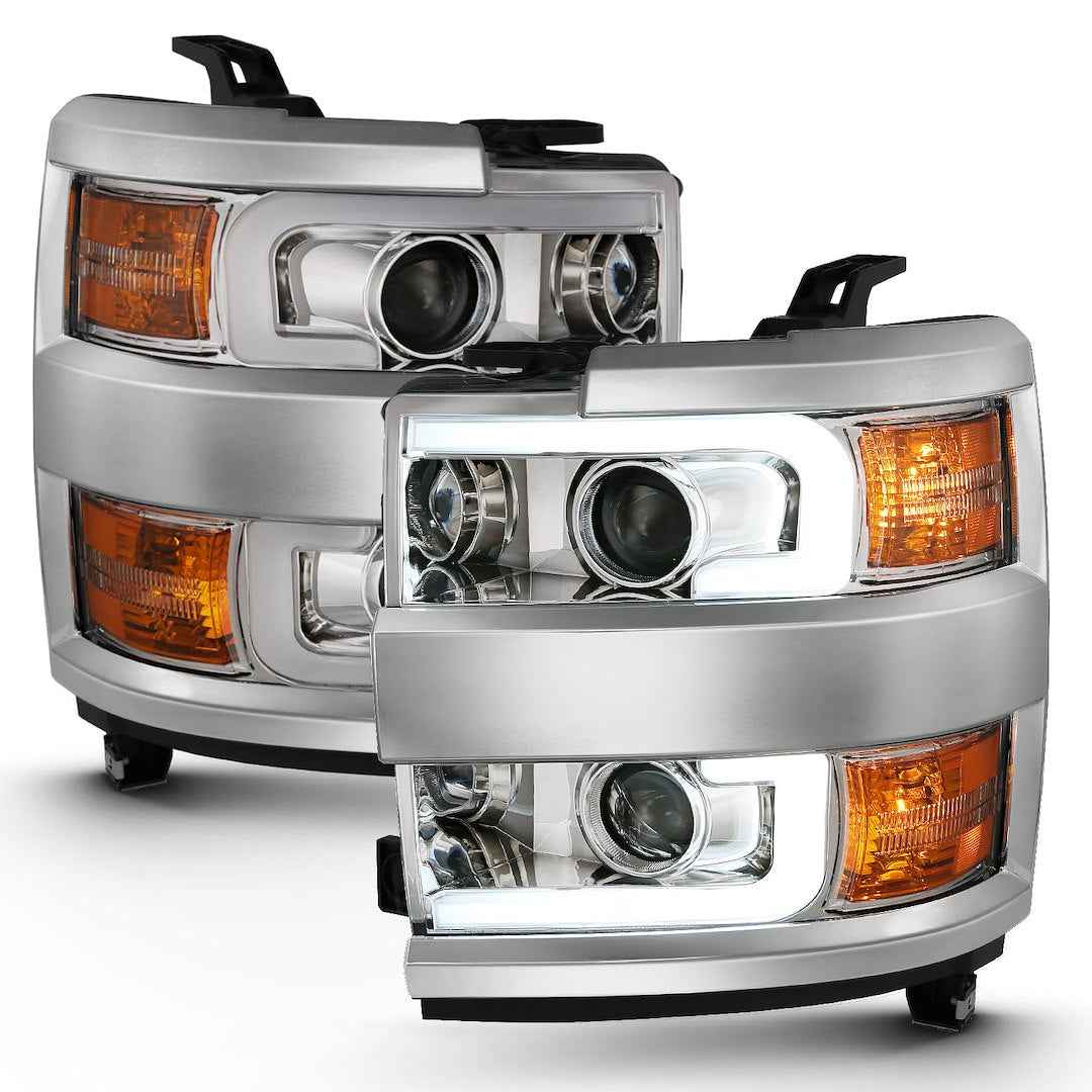 ANZO USA 111360 Silver Plank-Style Projector Headlight Pair
