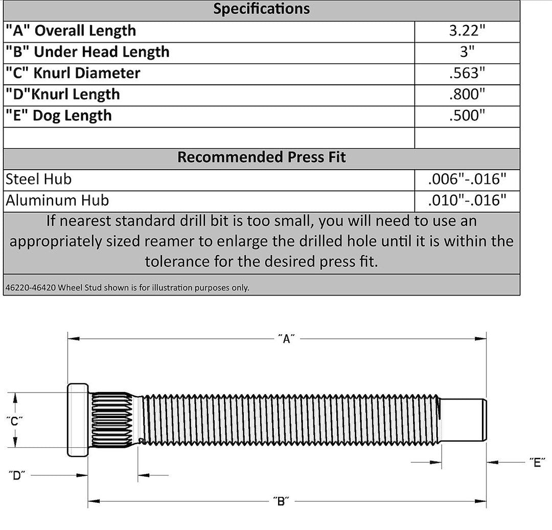 Moroso Performance 46220 Franklin Wheel Stud