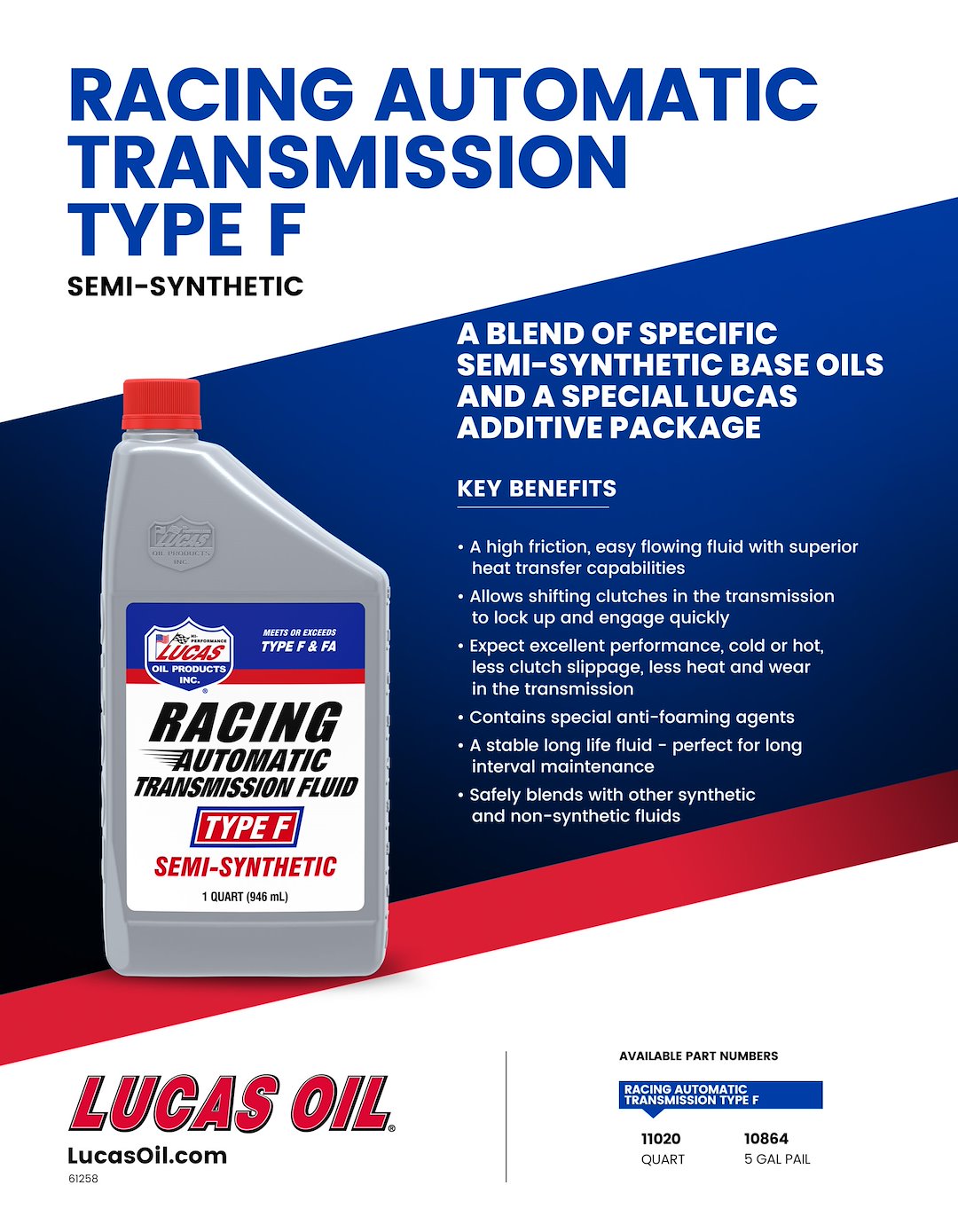 Lucas Oil 11020 Type F Racing Transmission Fluid