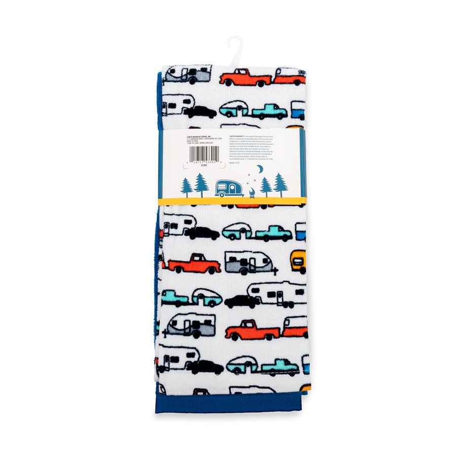 Camco 53301 Blue-and-White Cotton Campsite Towels, Pair