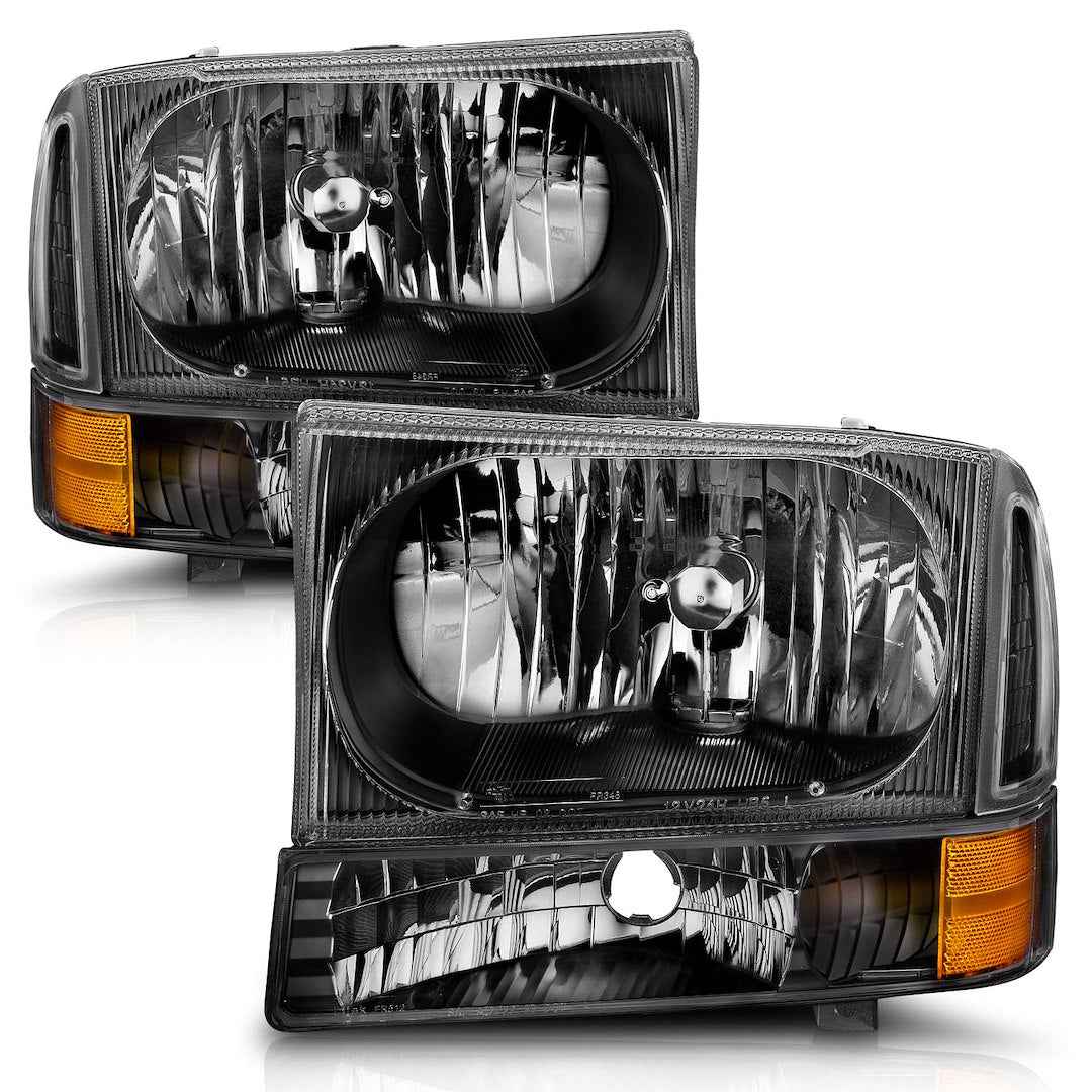 ANZO USA 111080 Black Halogen Headlight Pair with Amber Reflectors