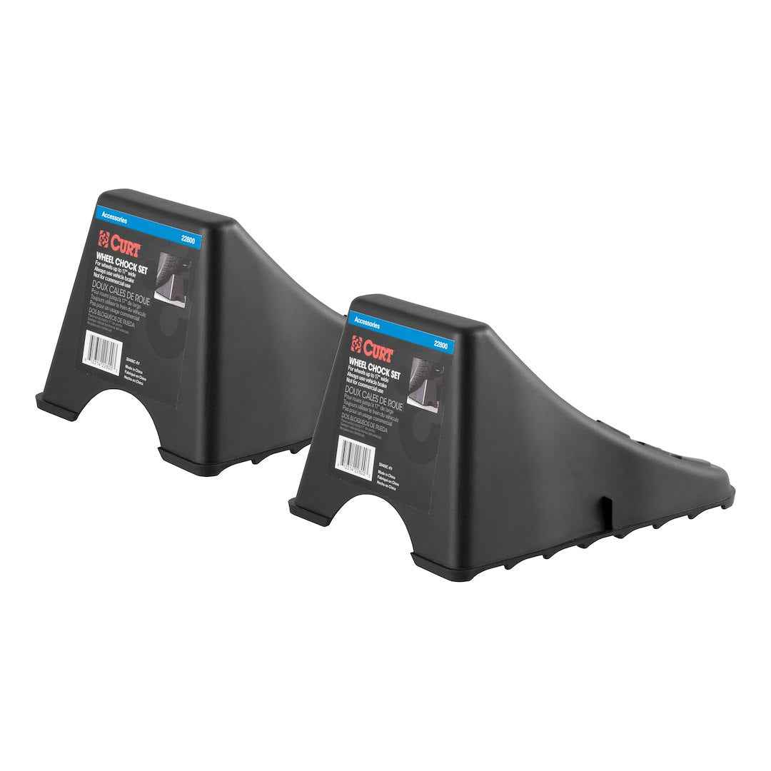 CURT 22800 Black Trailer Wheel Chocks, Pair