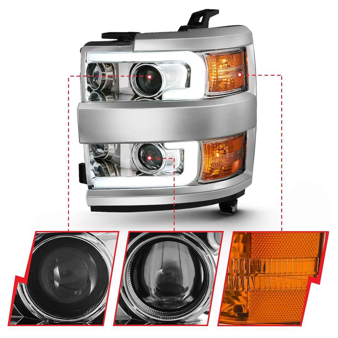 ANZO USA 111360 Silver Plank-Style Projector Headlight Pair