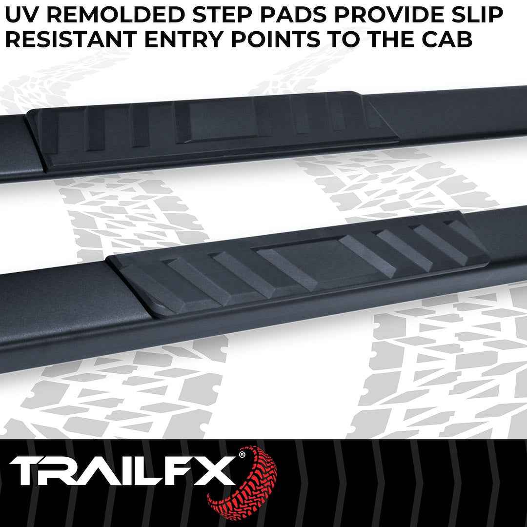 TrailFX 4 in Trapezoidal Nerf Step Bars - Black, 300 lb – A4022B