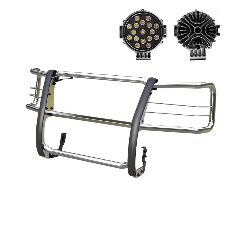 Black Horse Offroad 17GV02MSS-PLB Polished Three-Piece Grille Guard with Lights - image 1