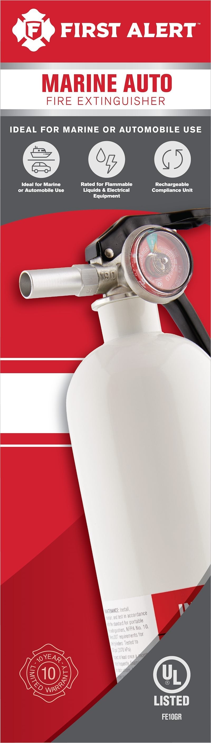 BRK Electronics AUTOMAR10 First Alert Marine Fire Extinguisher 2.5 lb UL Rated 10-B:C – image 5