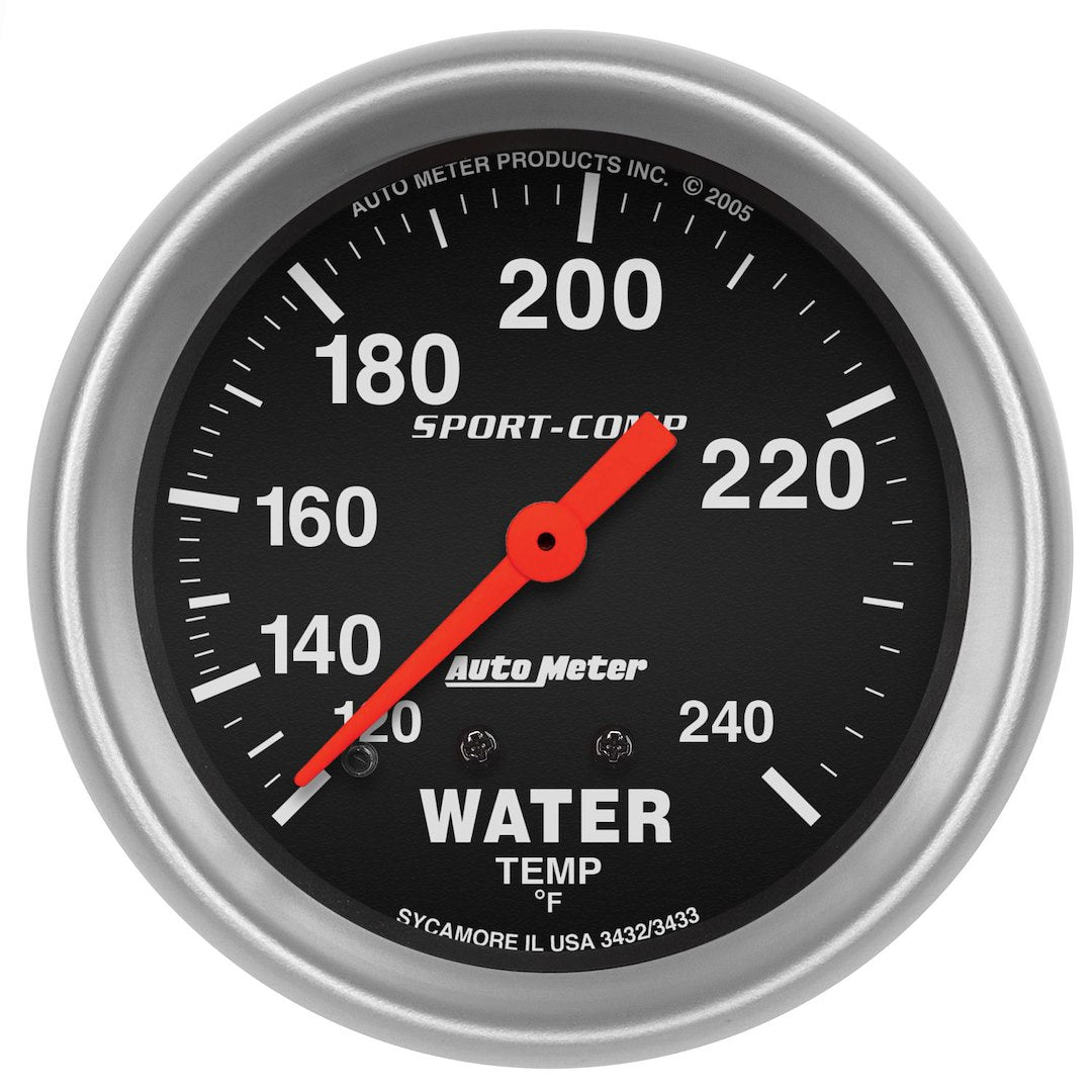 AutoMeter 3432 Sport-Comp Water Gauge and Tubing, 120–240°F - image 1