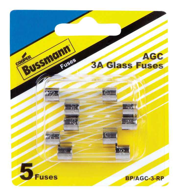 Bussman BPAGC3RP 3A AGC Glass-Tube Fuses