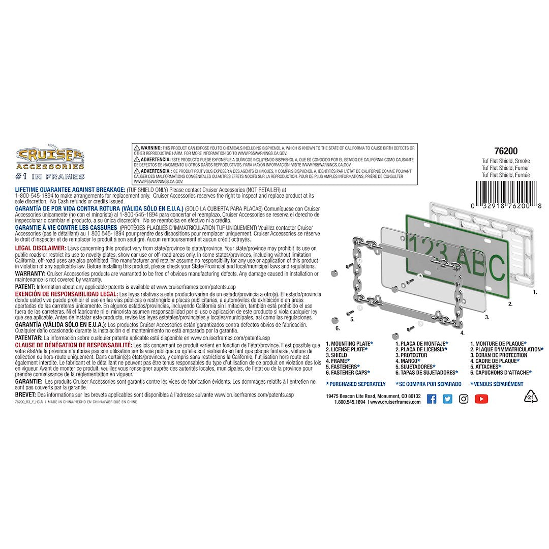 Cruiser License Plate Cover (76200) – Material: Polycarbonate