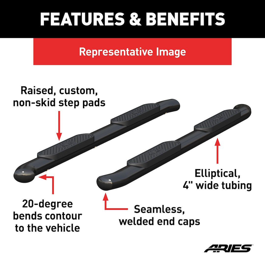 Aries S224054 Black 4-Inch Oval Steps With Welded Caps - image 3