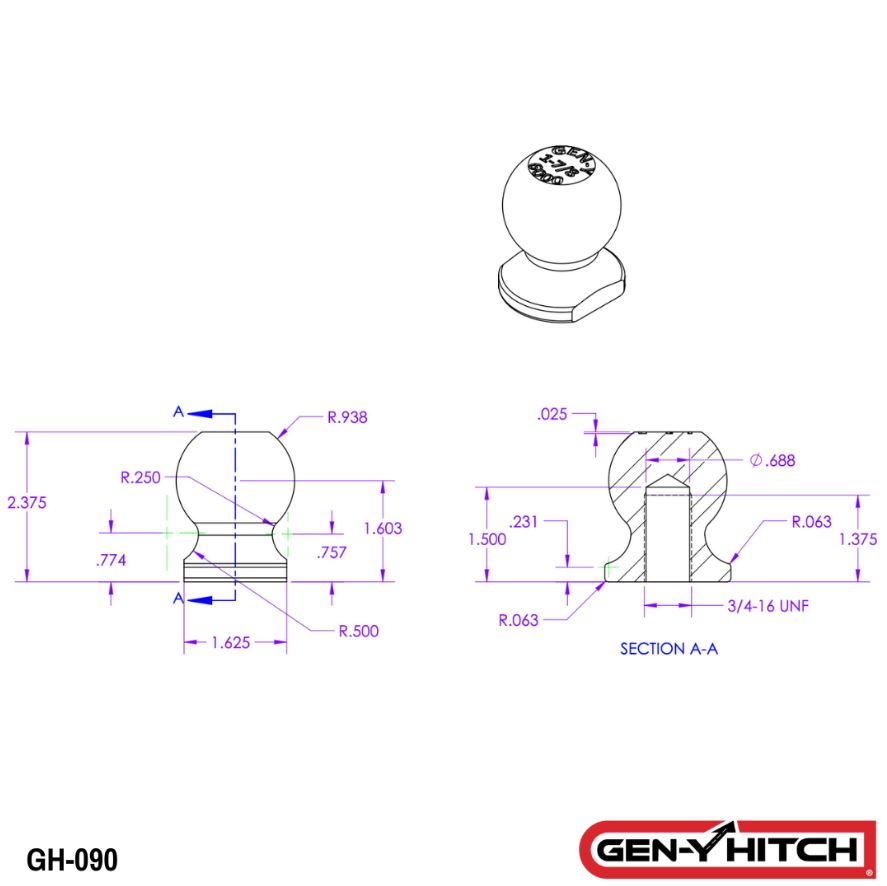 Gen-Y Hitch Gh-090 Trailer Hitch Ball - image 2