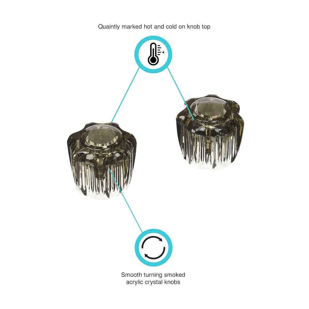 Dura Faucet DFRKS Smoke Acrylic Faucet Knobs, Hot/Cold Pair