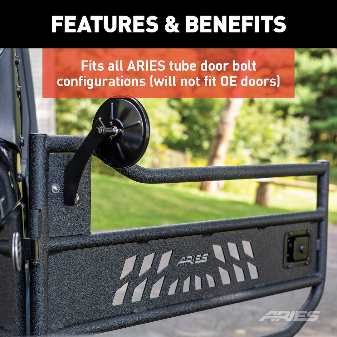 Aries 3500300 Black Manual Mirrors for Jeep Tube Doors - image 6