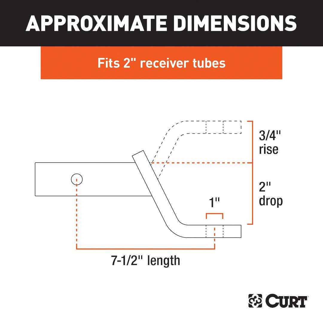 CURT 45290 Ball Mount - 2 in Receiver, 2 in Drop