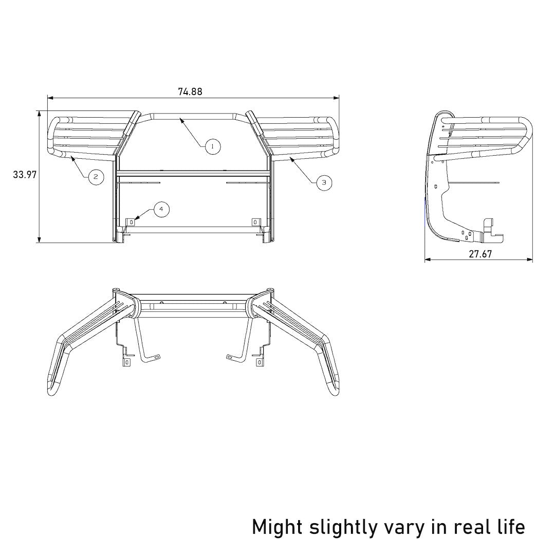 Black Horse Offroad 17A096402MA Tacoma Modular Black Steel Grille Protector - image 7