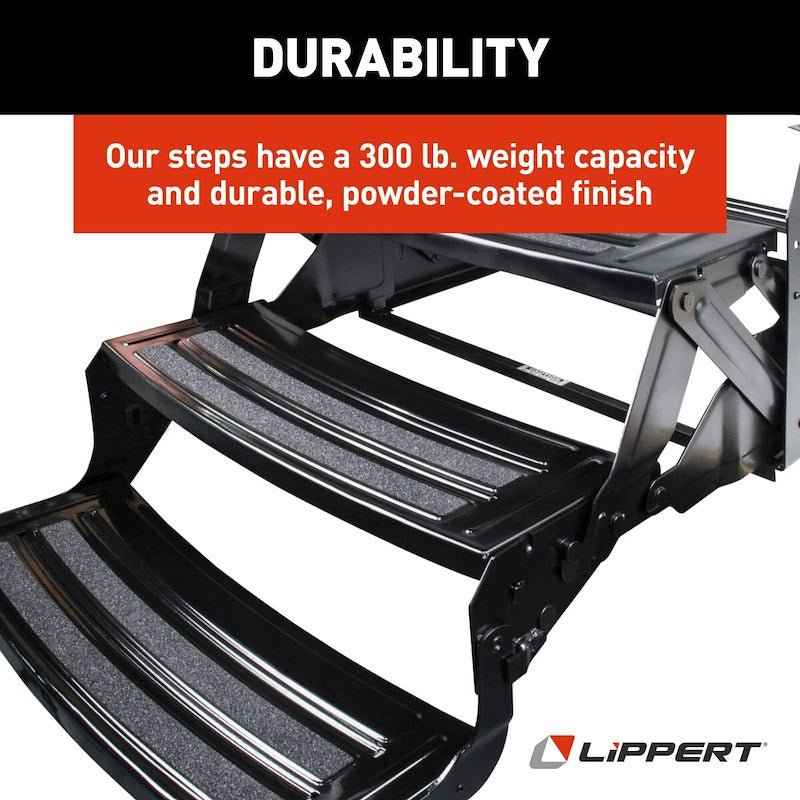 Lippert Components 432687 Lippert 3-Step Manual RV Entry Step, 24" Wide, Radius Tread – image 5