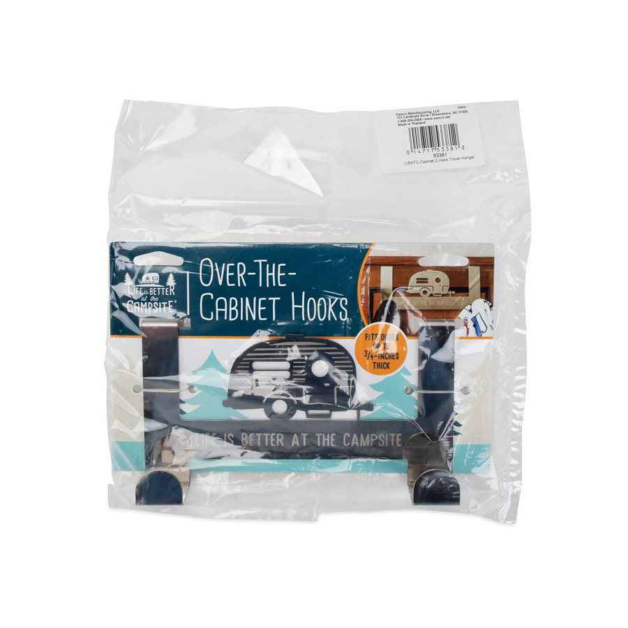 Camco 53381 Campsite Over-Cabinet Two-Hook Towel Rack